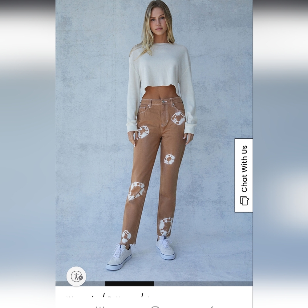 PacSun Straight Leg Brown and White Tie Dye Jeans - Picture 2 of 8
